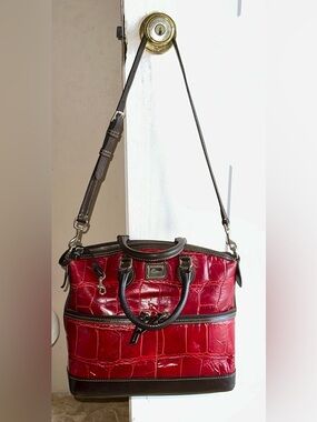 RESTORED Dooney & Bourke Dillen Croco Satchel | Cranberry Red | Museum Grade